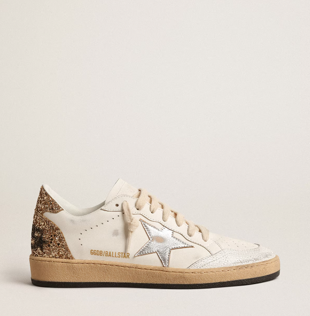 Ball Star con stella in pelle metallizzata e tallone glitterato "ULTIMI PEZZI"