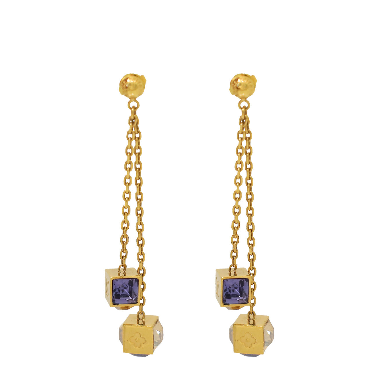 Louis Vuitton Gold Gamble Drop Earrings – Accessorio premium elegante