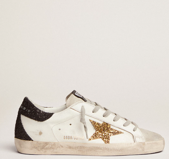 Super-Star LTD con stella dorata e talloncino nero in glitter "ULTIMI PEZZI"