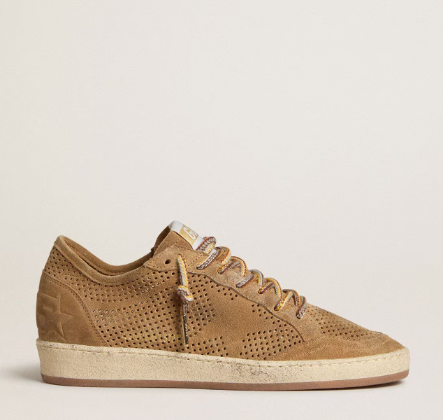Ball Star Donna con tomaia forata in suede color tabacco e stella ton sur ton