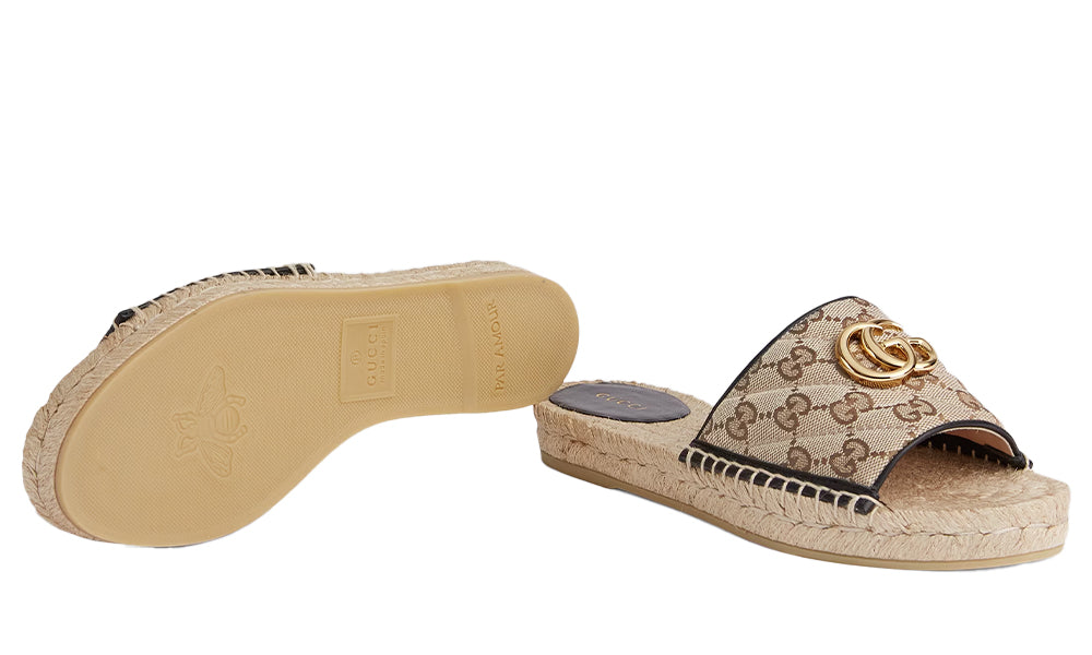 Gucci Women's Brown GG Matelassé Canvas Espadrille Sandal